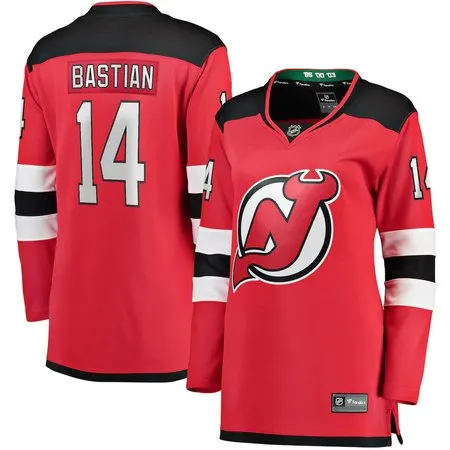 Women's New Jersey Devils #14 Nathan Bastian  Red Home Team Player Jersey
