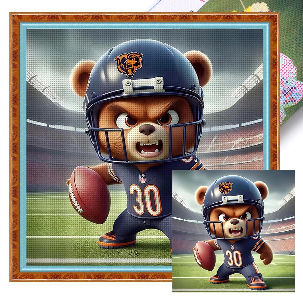 Chicago Bears Full 11CT Pre-stamped Canvas(40*40cm) Cross Stitch