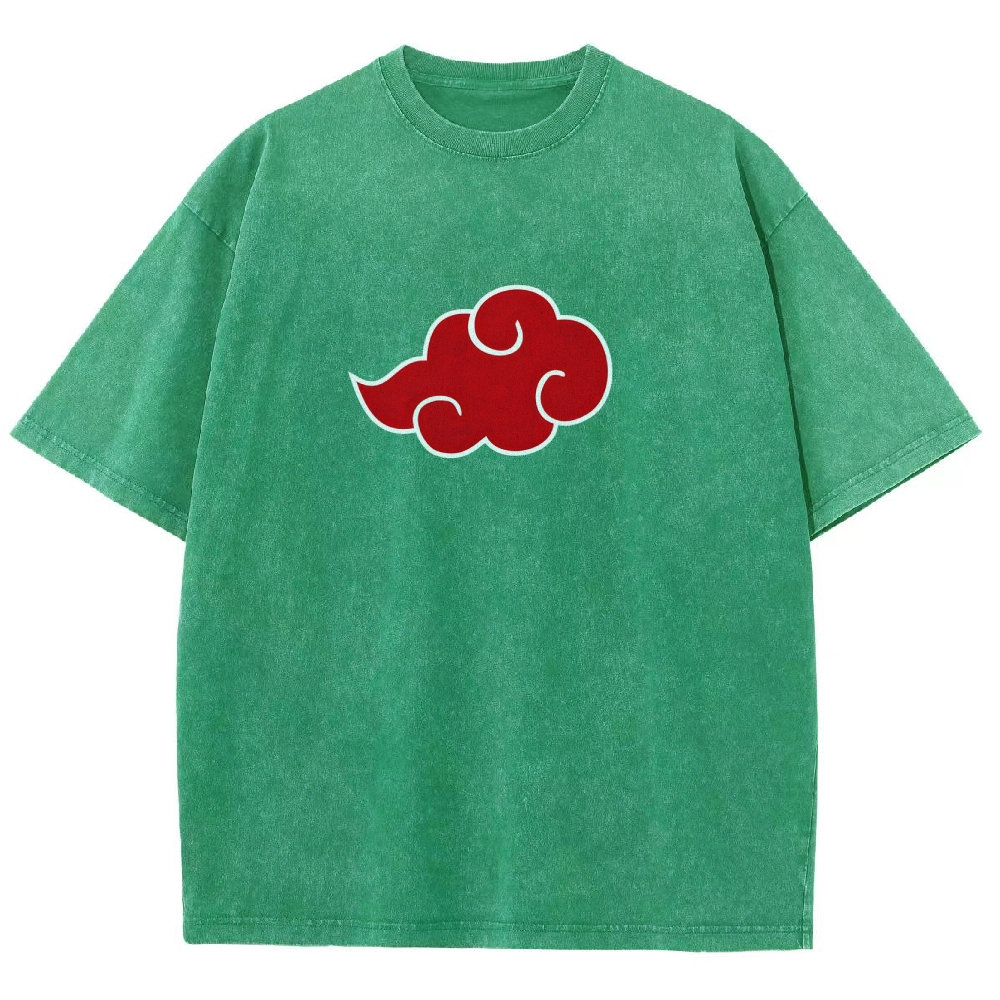 Unisex Retro Anime Print Washed T-Shirt