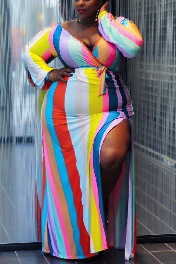 Rainbow Striped Sexy Dress