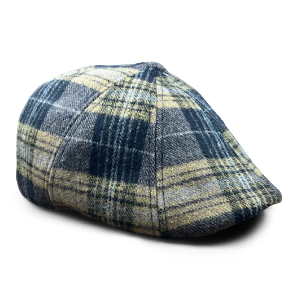 Hatsfashion-The Bruin Peaky   Cap - Gold and Black Plaid