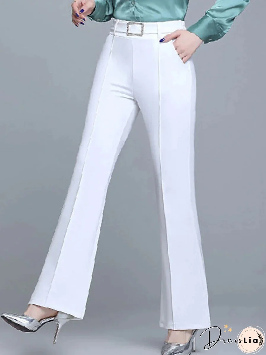 Women&lsquo;s Dress Work Pants Trousers Full Length Micro-elastic High Waist Fashion Streetwear Daily Navy Black S M Fall Winter