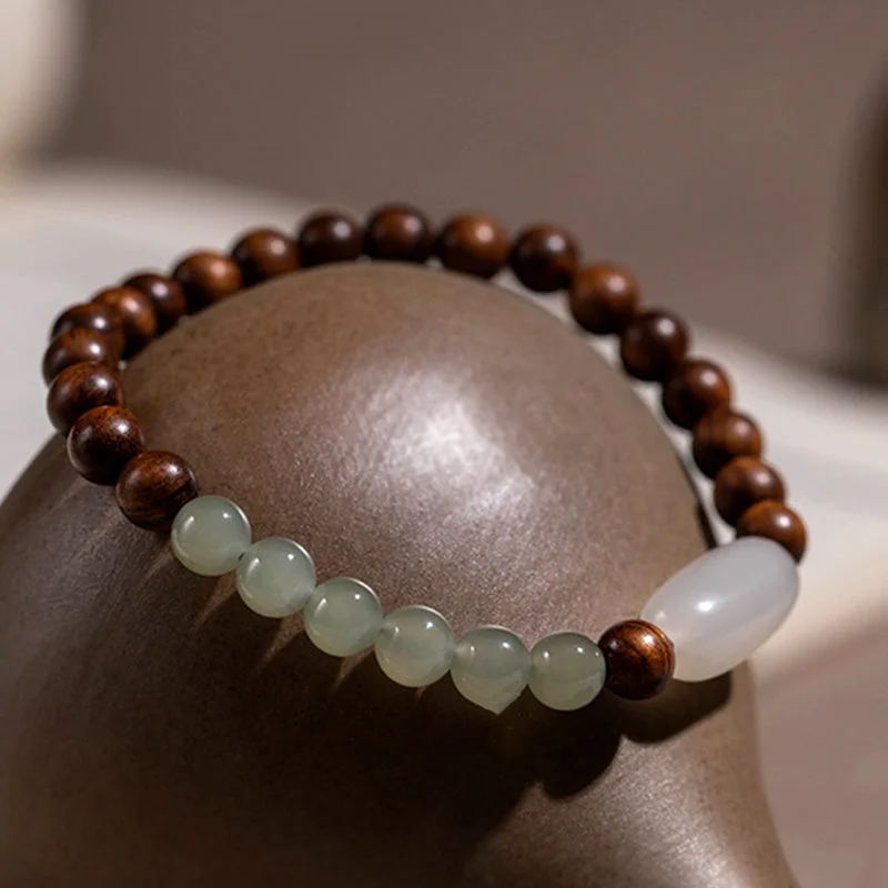Tibetan Rosewood Jade Warmth Calm Bracelet