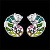925 Sterling Silvery Chameleon Zircon Stud Earrings