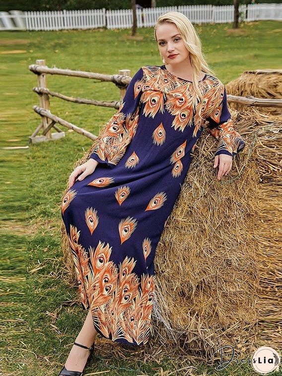 Elegant Loose Long Sleeve Plus Dresses