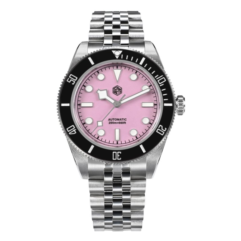 ★Sunshine Savings★San Martin 40mm Pink BB Diver Watch Classic Mens Watches SN0128 San Martin Watch san martin watchSan Martin Watch