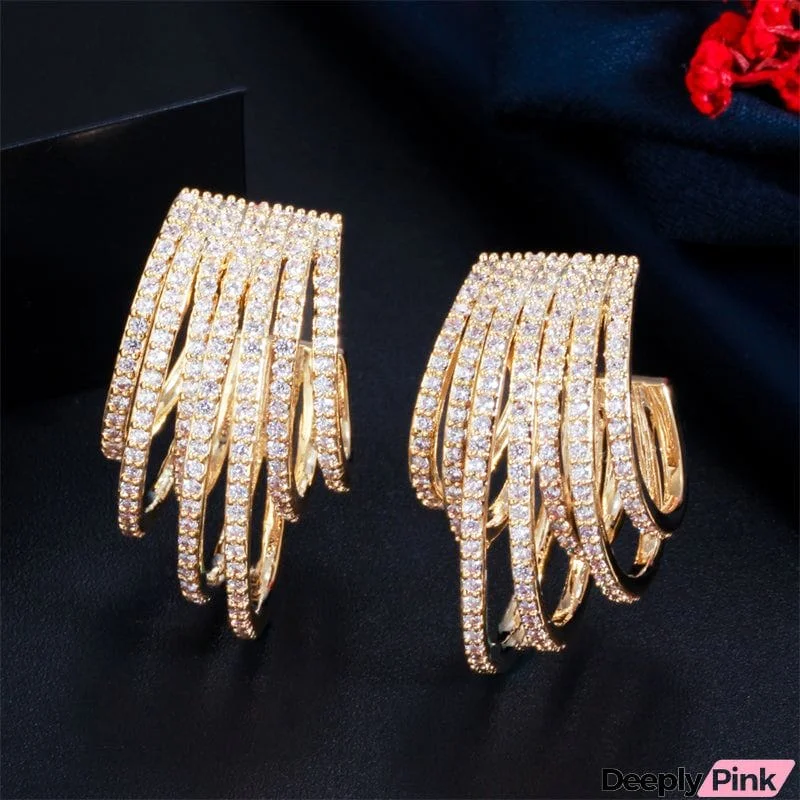 Irregular Vintage Hollow Out Personality Zircon Earrings