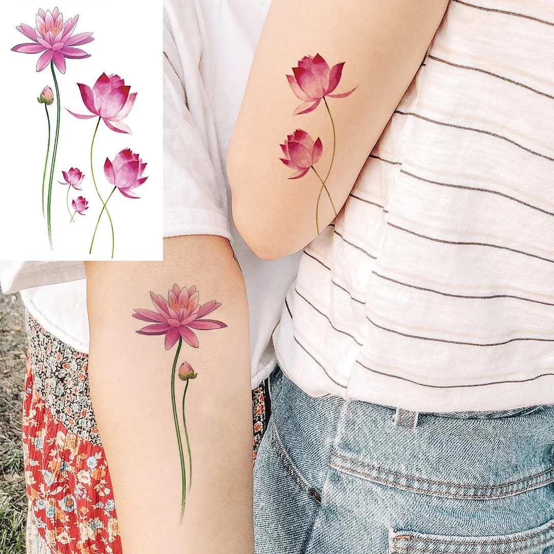Black Little Flower Fashion Finger Temporary Tattoos For Women Adult Leaves Daisy Rose Fake Tattoo Letter Body Art Tatoos Decal
