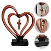Resin Entwined Heart & Cross Christian Wedding Sculpture Symbolizing Husband Wife & God Two Hearts & Cross Keepsake for Weddings Anniversaries & Religious Gifts