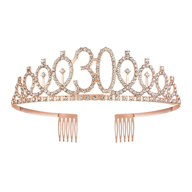 Women’s IG Style Shiny Number Crown Alloy Hollow Out Inlay Rhinestones Crown