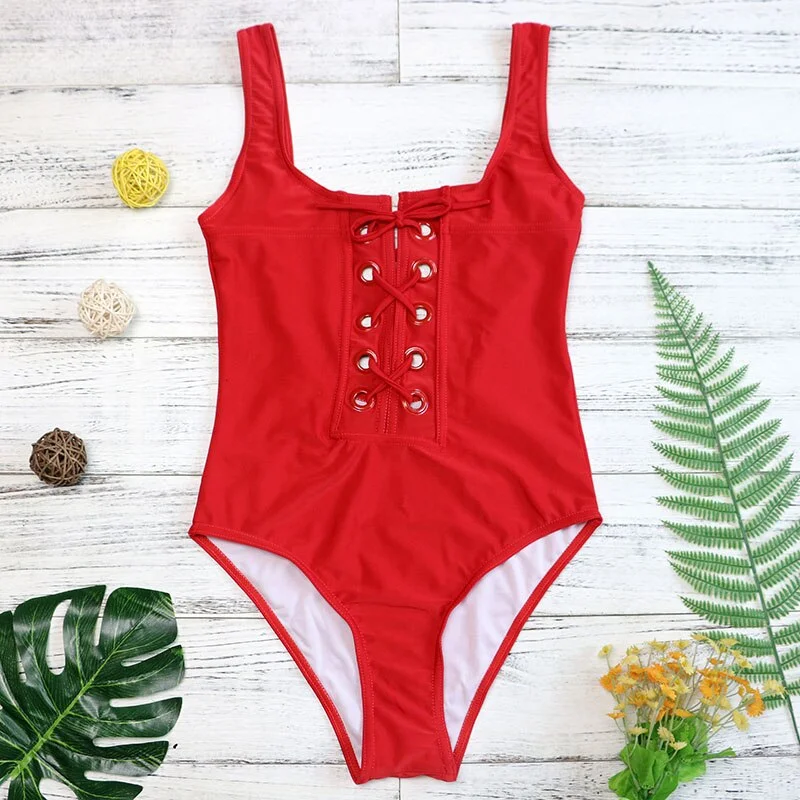 2021 NEW White Black Red  bandage one piece swimsuit strappy one piece swimwear sexy bathing suit vintage white monokini