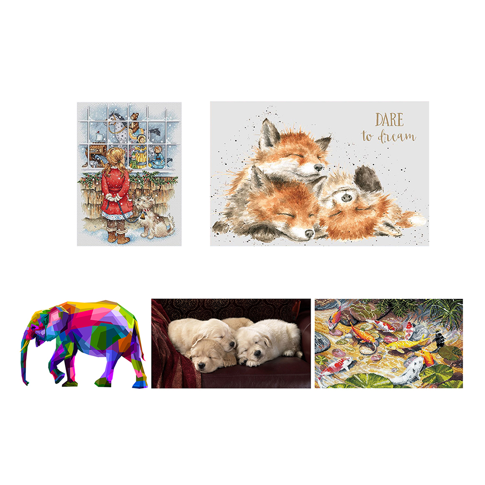 Animals Stamped Cross Stitch Kits DIY Printed Fabric Embroidery 11CT Crafts