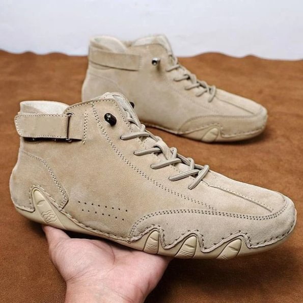 Italian Handmade Suede Velcro High Boots-FREE SHIPPING