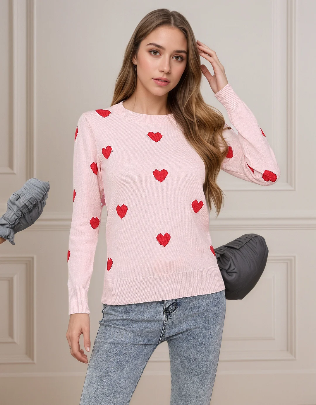 Athvotar Athvotar And Winter New Valentine's Day Sweater Women's Design Love To The Girl With The Collar Knitted Shirt