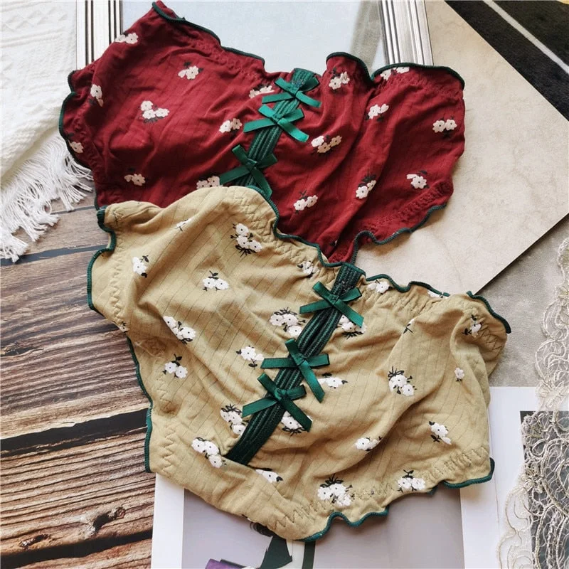 New Women's Cotton Underwear Fashion Contrast Color Hollow Out Bow Briefs Low Waist Seamless Comfort Panties Sexy Lingerie