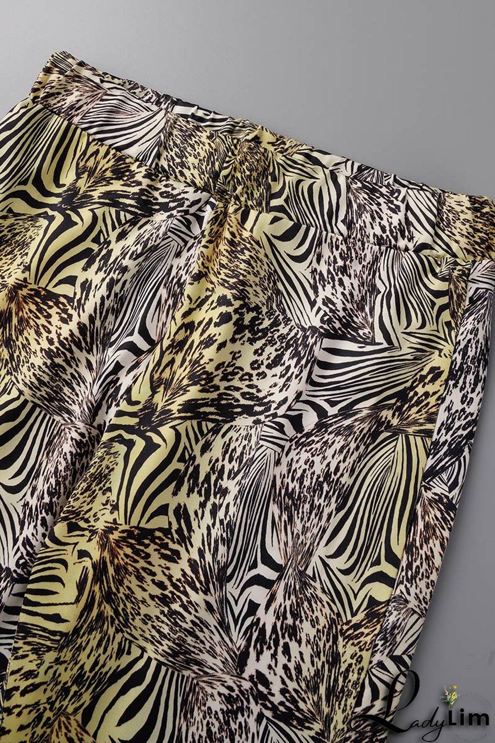 Green Casual Print Frenulum V Neck Long Sleeve Two Pieces