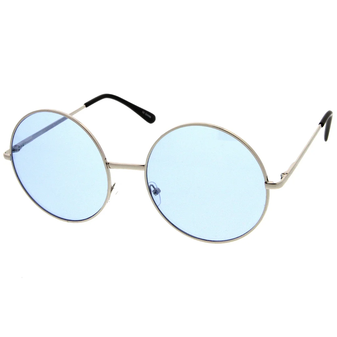 Super Oversize Slim Temple Colorful Lens Round glasses 61mm