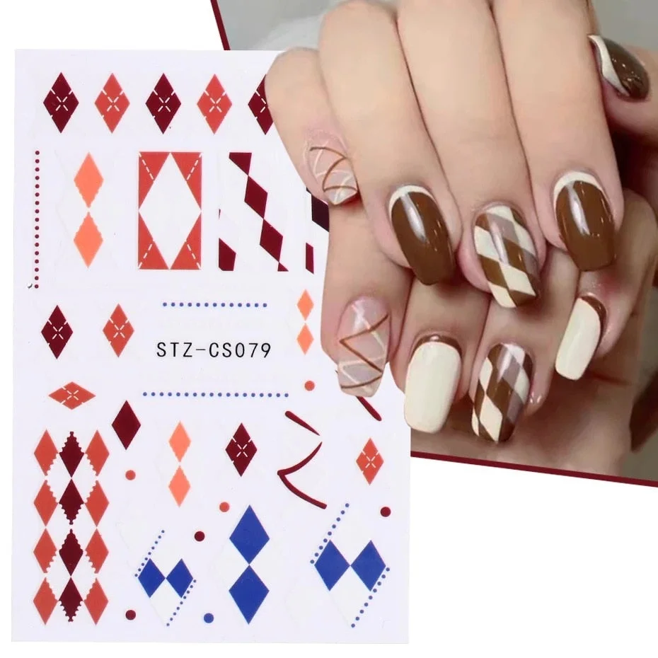 3D Swirl Lines Nail Sticker Geometry Irregular Whirling Wave Cow Print Decal on Nails Art Charms Manicure Slider Tip Accessories-Nail Inspo