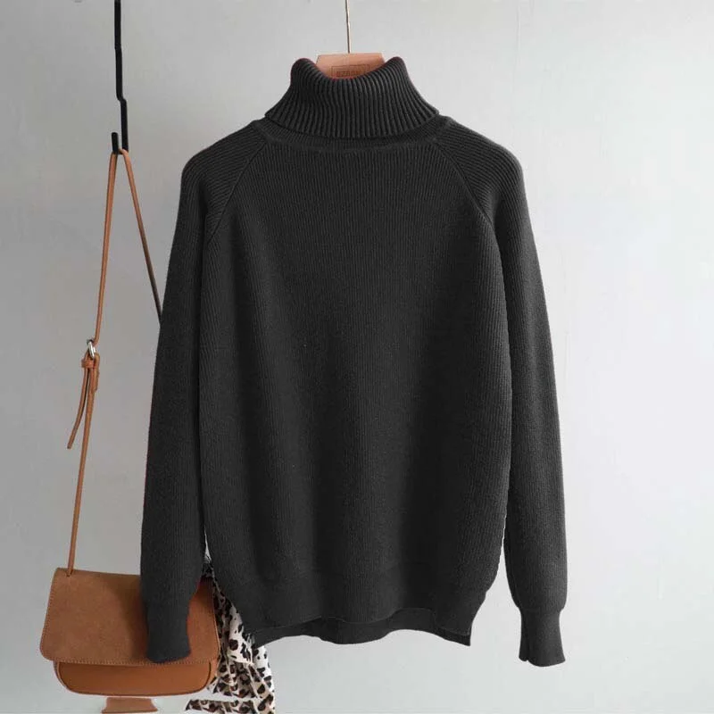 New casual thick Autumn Winter turtleneck oversize Sweater Pullover Women warm chic female loose Knitted Basic Sweaters pull