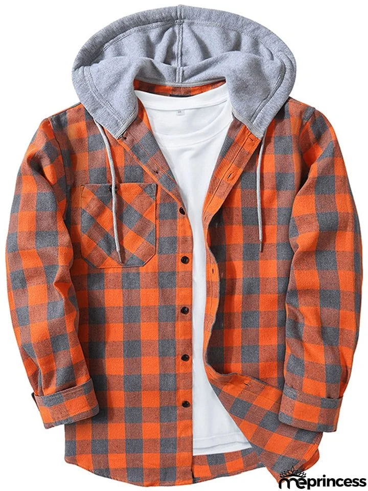 Spring Autumn Men's Trendy Plaid Hoodies