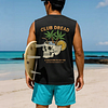 Tropical Skull Graphic Sleeveless T-Shirt for Men - Perfect for Summer Beach Outings by Inlyline