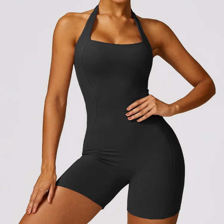 PASUXI Customized Logo Romper Tight Thin Outdoor Sports Sleeveless Gym Fitness Bodysuit One Piece Yoga Jumpsuit Women huanwei