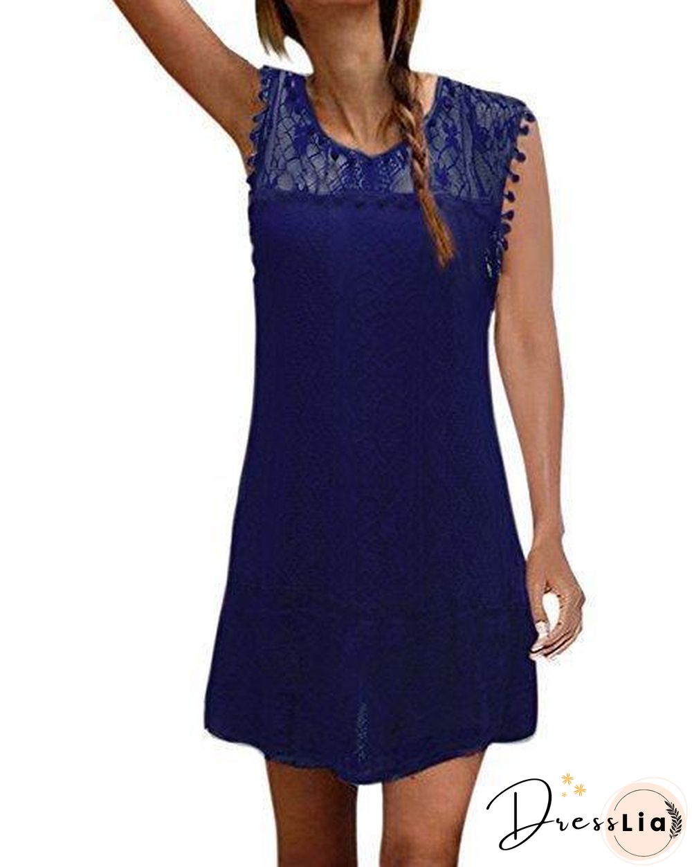 Women Sleeveless Three Colors Lace Summer Dress