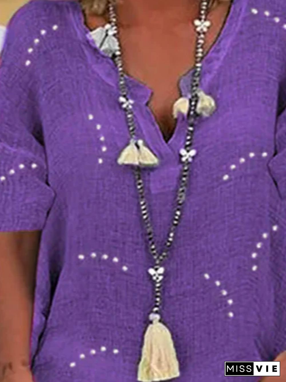 V Neck Abstract Shift Holiday Tops