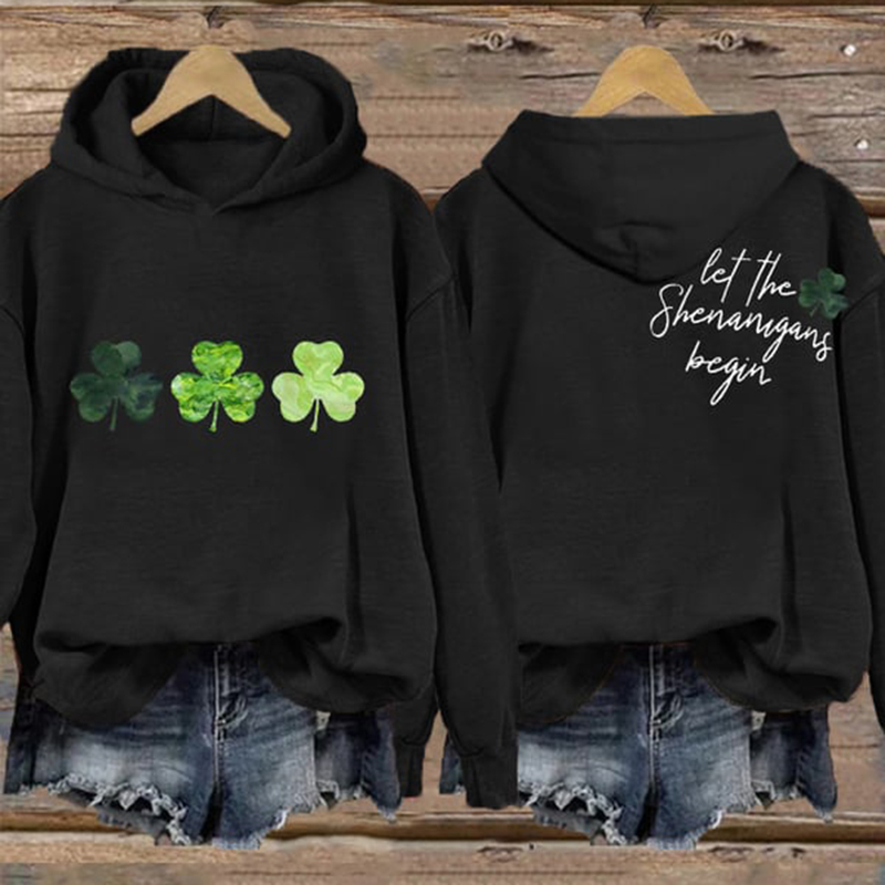 St. Patrick's Day Shamrock Let The Shenanigans Begin Casual Hoodie wearshes