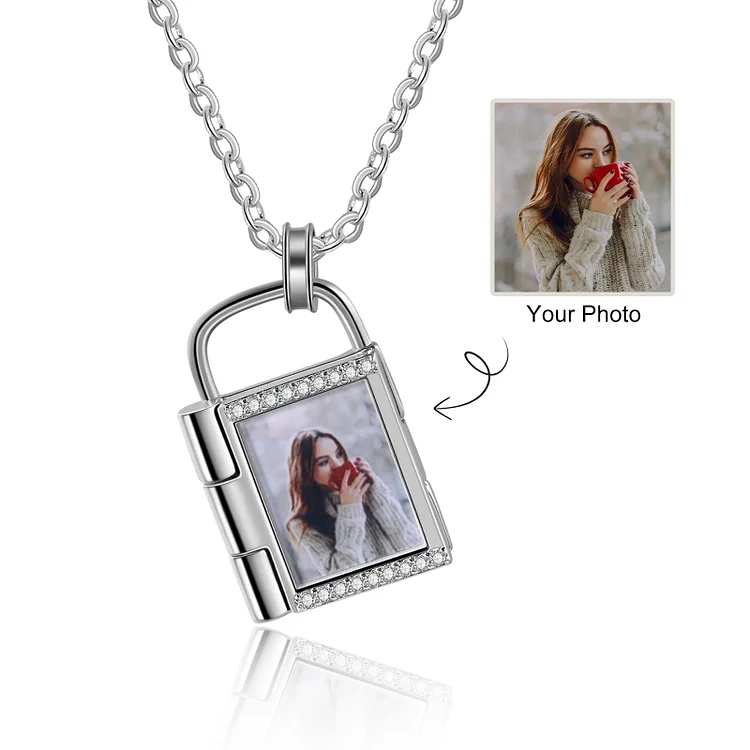 Personalized Padlock Necklace Engrave Photo Love Lock Necklace Romantic Gifts
