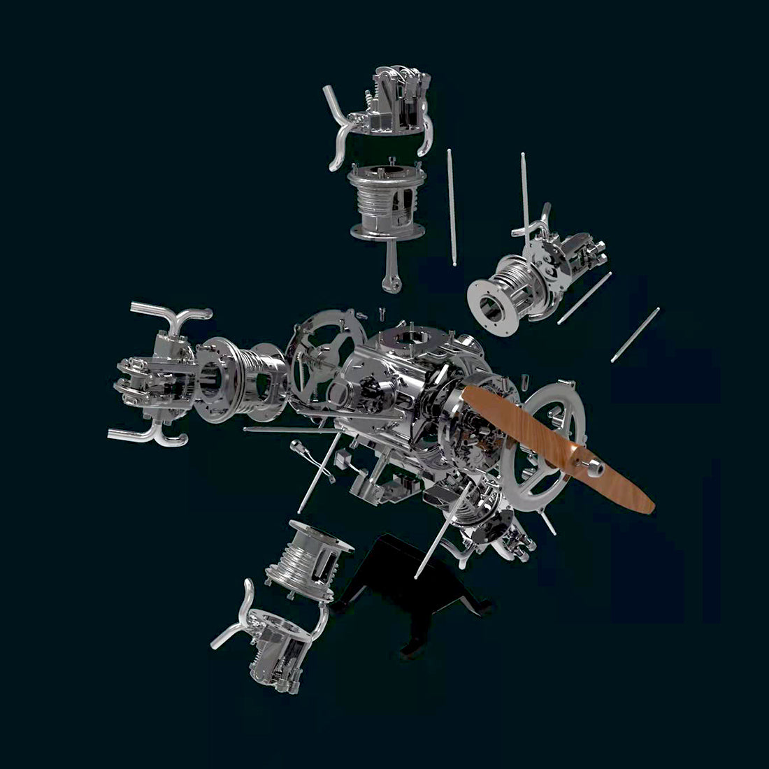 5 Cylinder Radial Engine Model Kit - 1:6 Full Metal Aircraft Engine  - Build Your Own Radial Engine