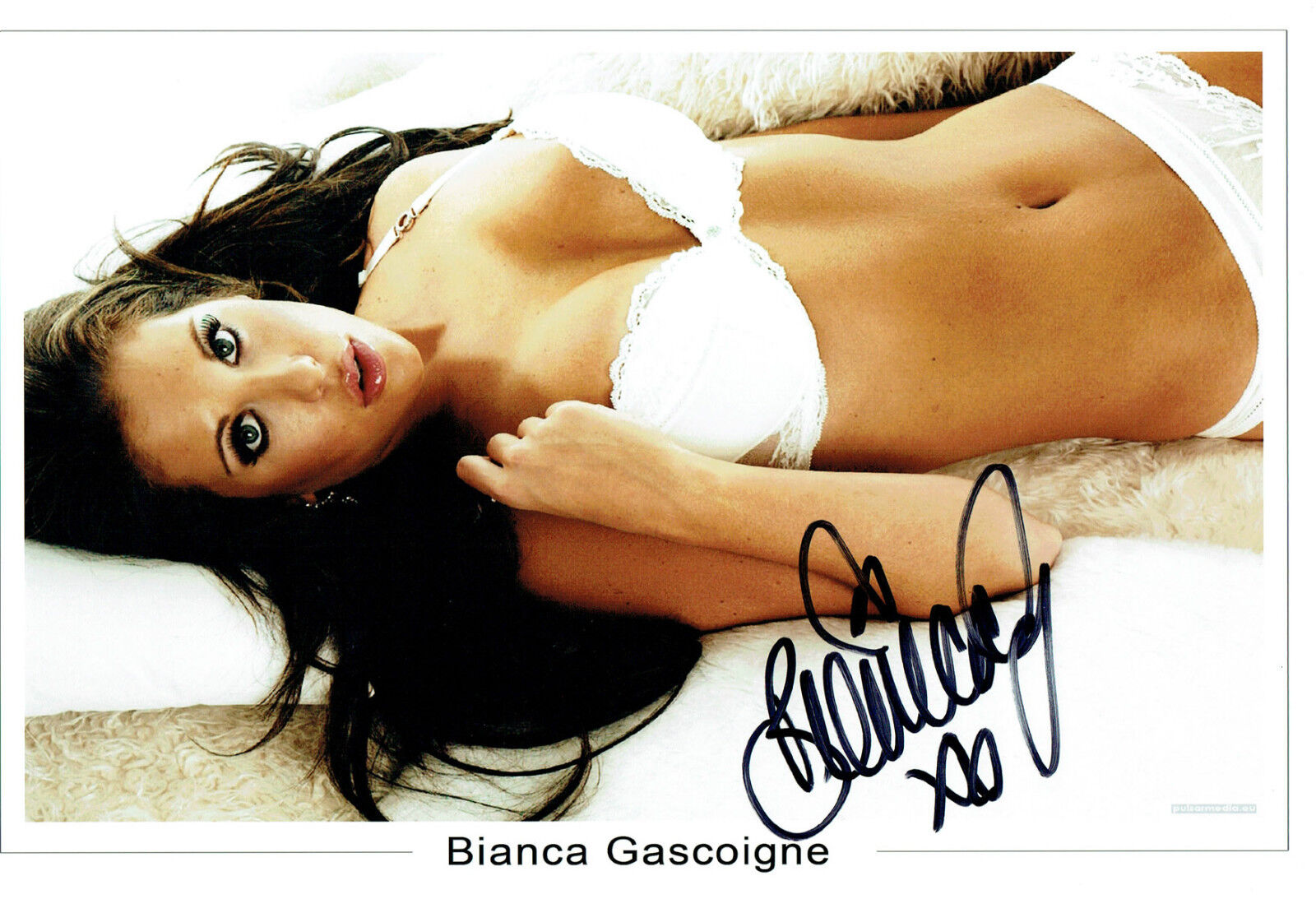 Bianca GASCOIGNE SIGNED Autograph 12x8 Photo Poster painting AFTAL COA Sexy Glamour Model