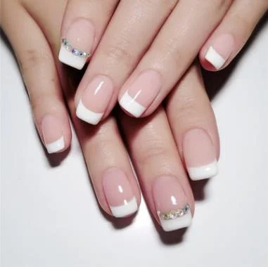 24pcs/Set Simple French False Nails Short Design Fashion Finished Full Cover Artificial Nail Art Tips Nail Decorations Tools-Nail Inspo