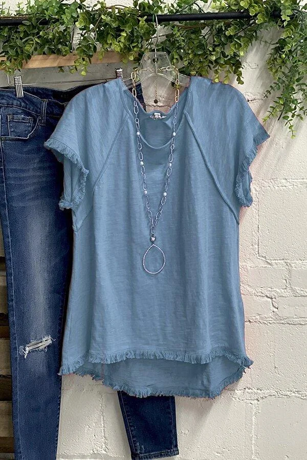 Casual Round Neck T-shirt-Mayoulove