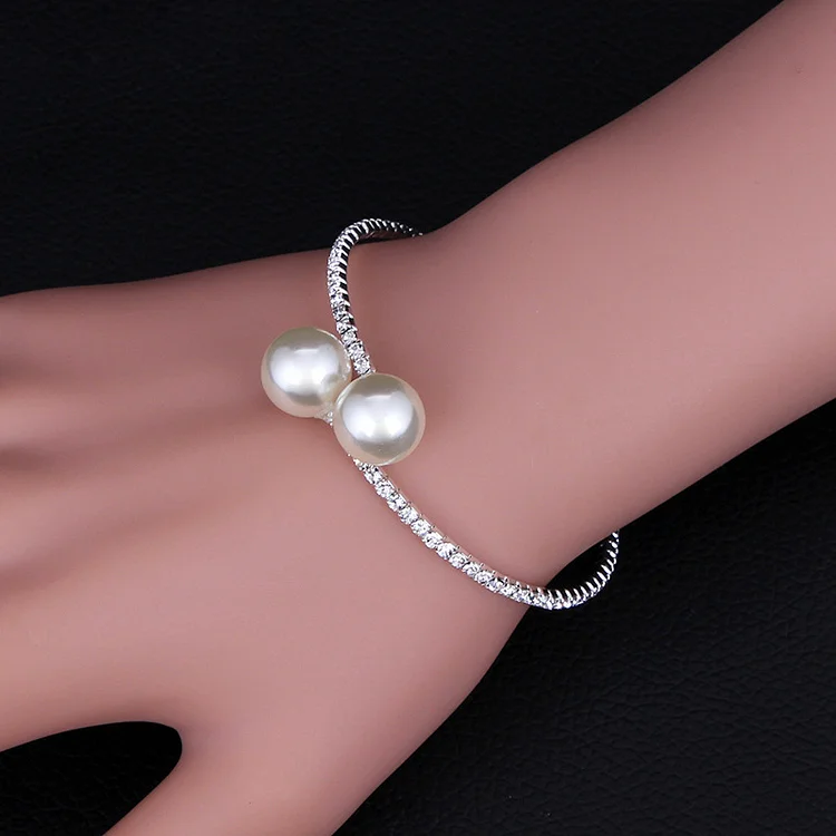 Fashion Shiny Rhinestone Pearl Bracelet