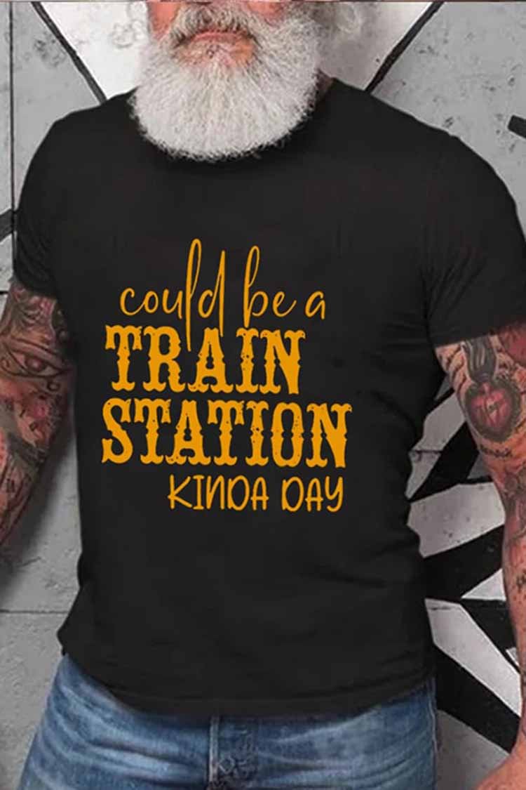 Tiboyz Could Be A Train Station Kinda Day Print T-Shirt