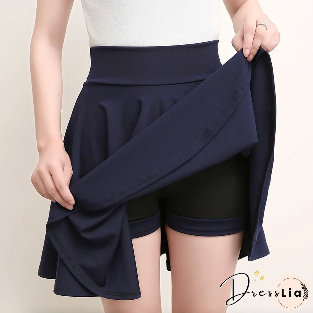 Fashion Kawaii A-Line Mini Skirts Women Summer Elegant High Waist Elastic Dance New School