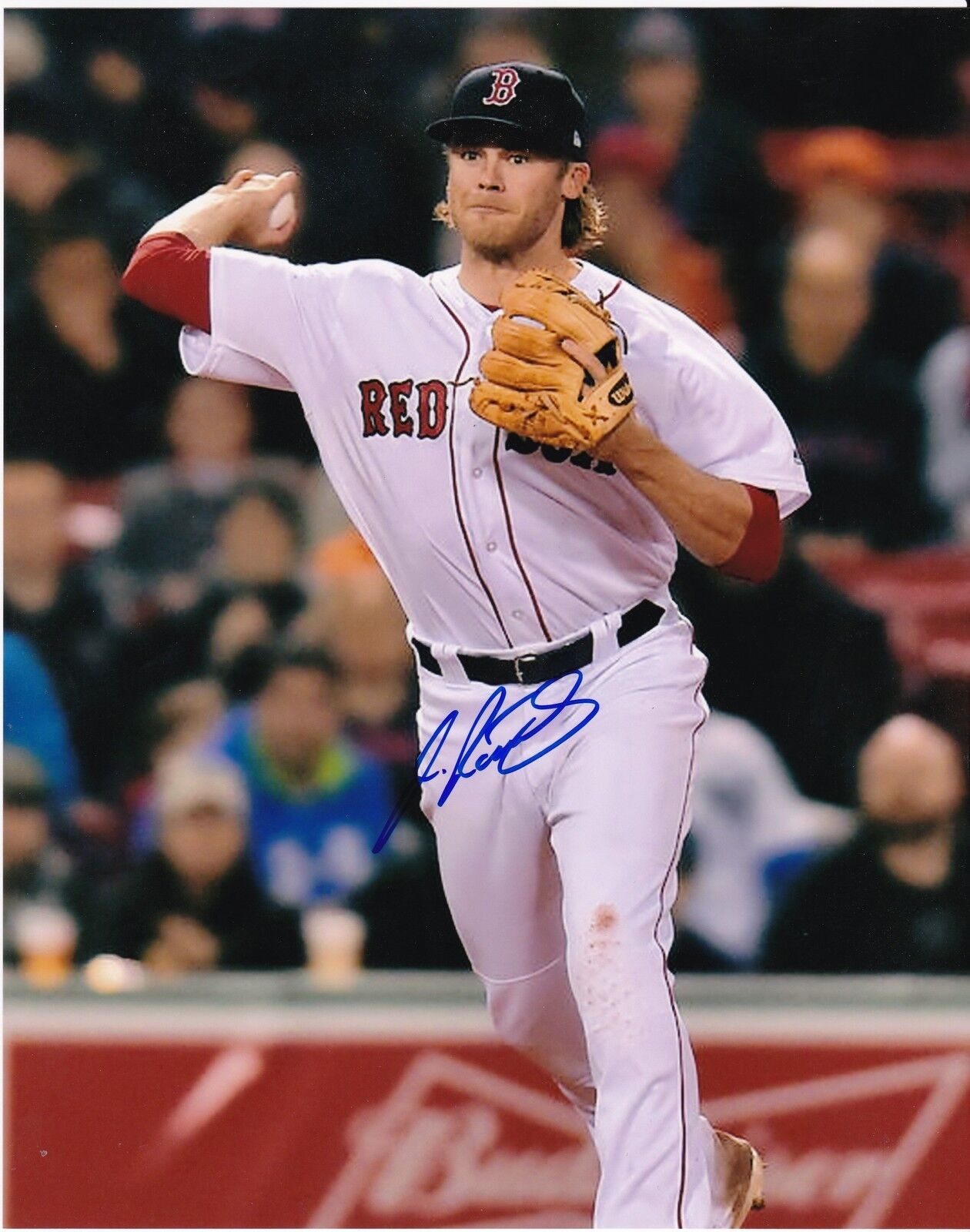 JOSH RUTLEDGE BOSTON RED SOX ACTION SIGNED 8x10