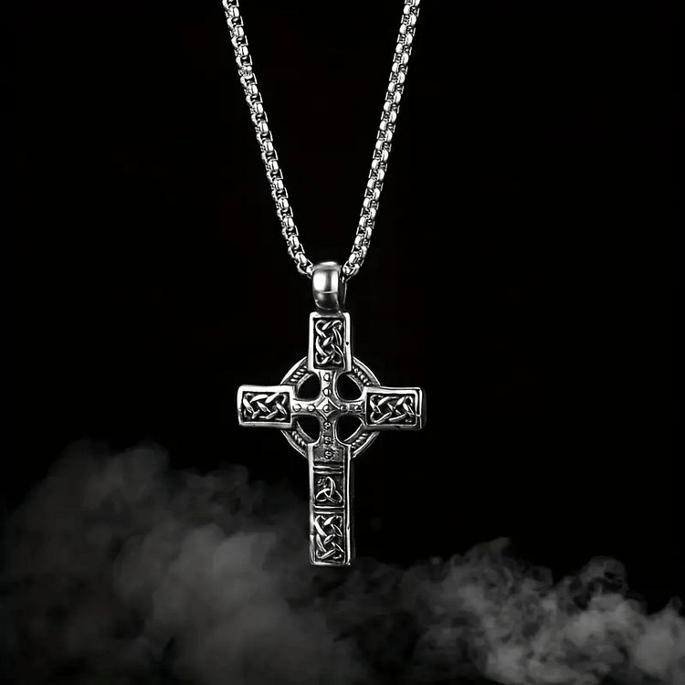 Coutureaura Celtic Knot Triquetra Cross Necklace