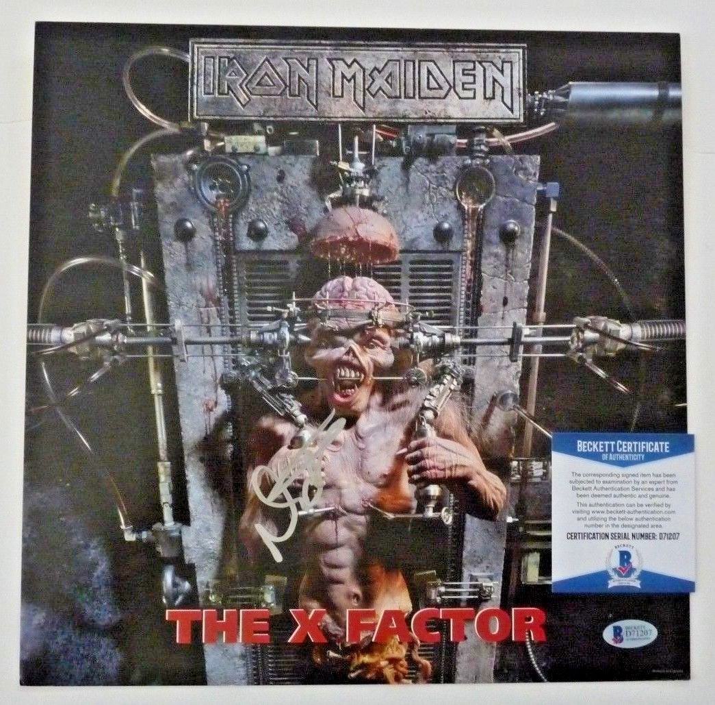 Nicko McBrain Iron Maiden X Factor Signed Autograph 12x12 LP Flat BAS Certified