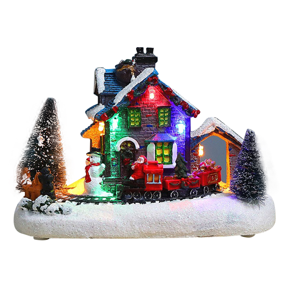 

Christmas Snow House Figurines with LED Light Miniature Statue Home Decor, 501 Original