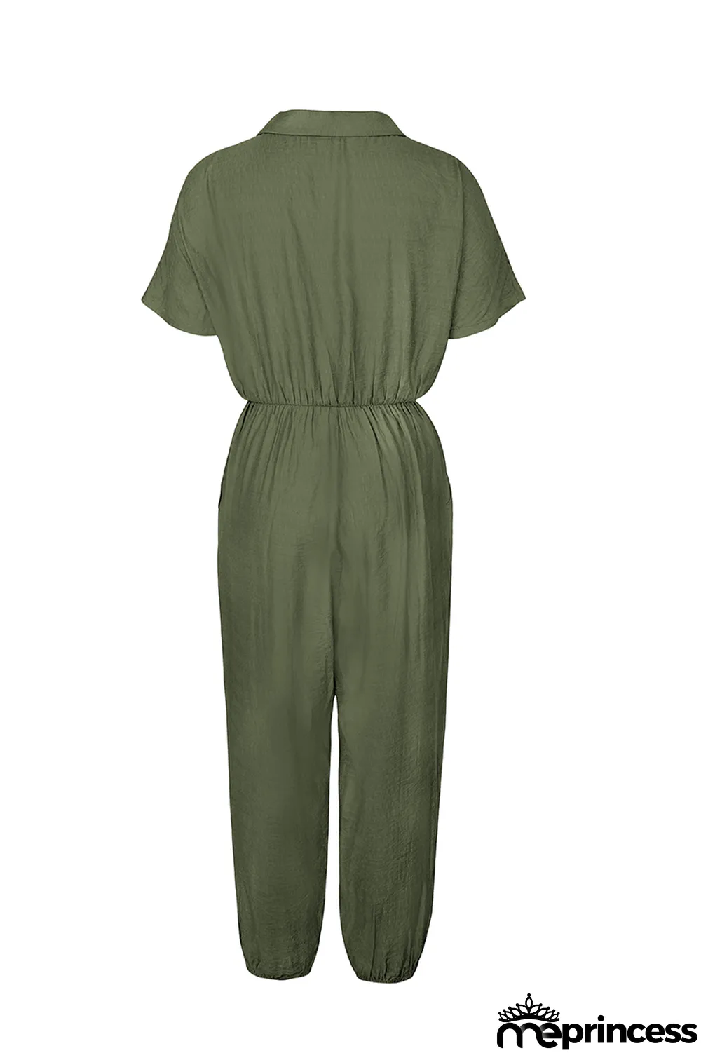 Summer Casual Solid Button Up Loose Jumpsuit