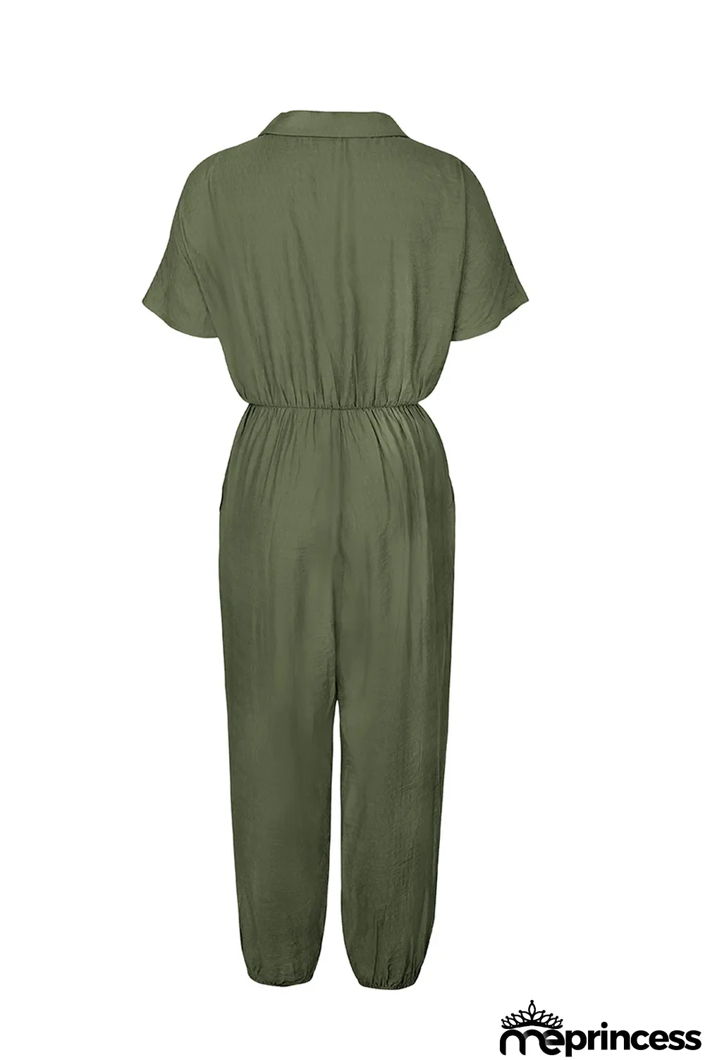 Summer Casual Solid Button Up Loose Jumpsuit