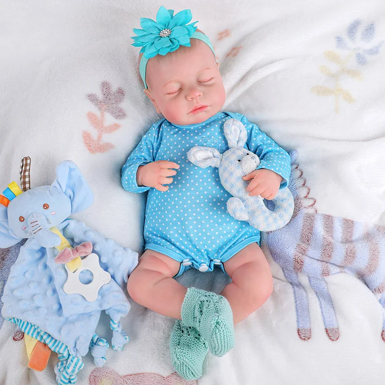 Babeside Lucy 20'' Realistic Reborn Baby Doll Sleeping Cute Boy Blue Flower