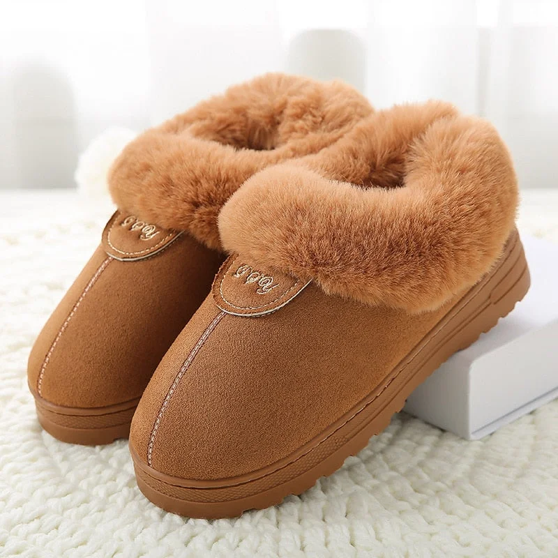 Comemore Winter Warm Women Slippers Female Platform Furry Fur Plush Men's Indoor Home Slipper House Shoes Woman Plus Size 44 New