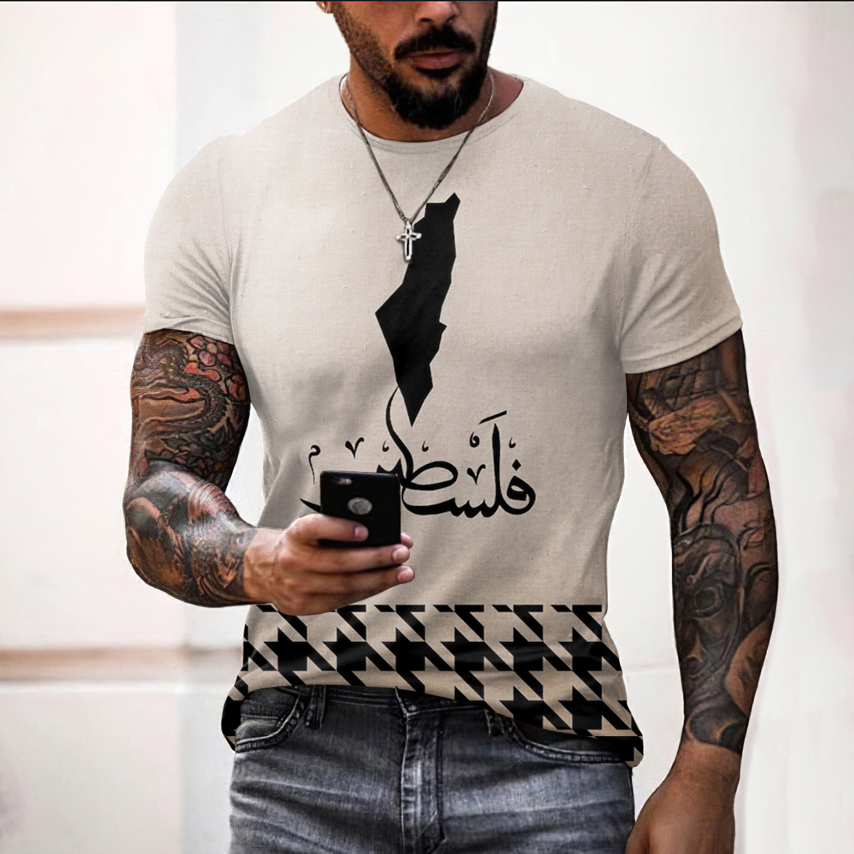 Men's We Are One World Print Casual T-Shirt wearshes