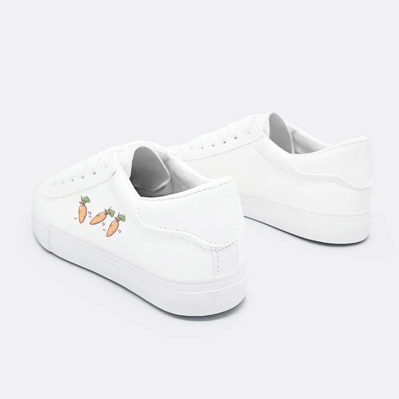 Bunny Carrot Print Platform Round Toe Sneakers - Modakawa Modakawa