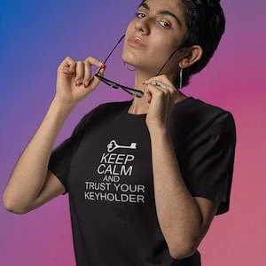 pornhint Pornhint Trust your Keyholder - Cotton Womens Semi Fitted Tee / Locktober /  Chastity / Keyholder / Kink / BDSM / Kinky / Fetish / Lifestyle / Gift