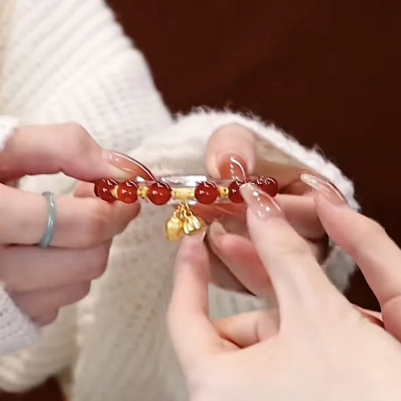 Lotus Pod Natural Pink Agate Bracelet