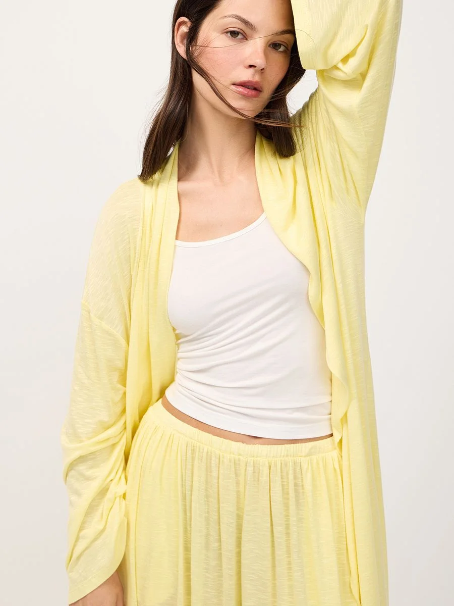 Athvotar Athvotar Lazy Wind Perspective Loose Long Open Shirt Plus Short Skirt Suit Women's Jersey Trousers Two Sets